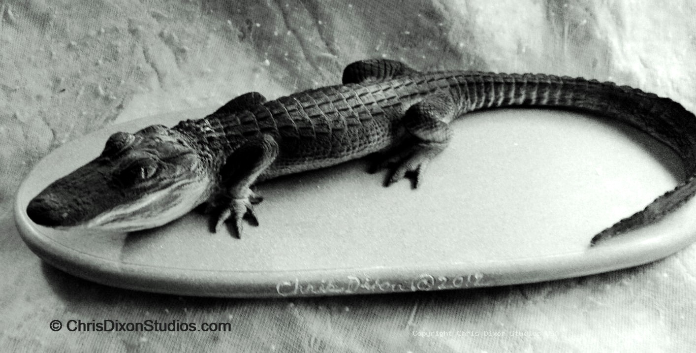 Alligator Sculpture Tabletop  7x16 Sl1